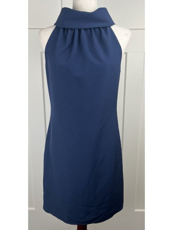 Sail to Sable Dresses & Skirts - Sail to Sable Navy Dress XS High Neck Draped Collar Button Back Lined Preppy NWT